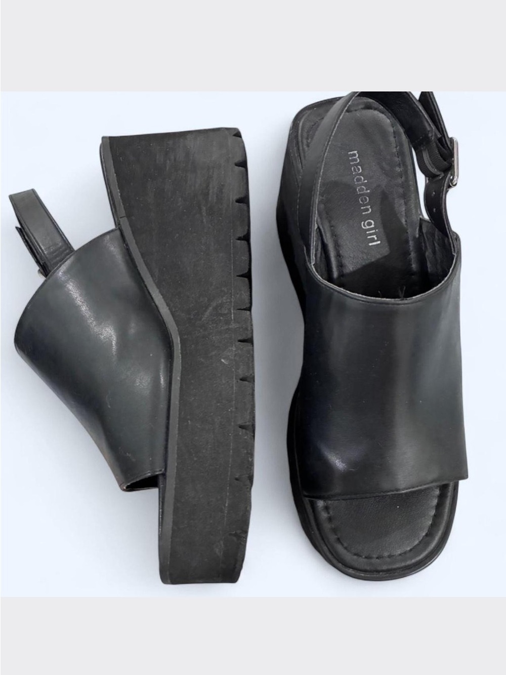 Madden Girl Black Platform Open-Toe Slingback Sandals
